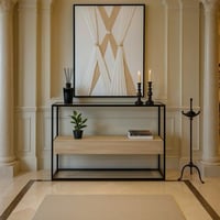 مدخل - كنسول دورين سطح زجاج شفاف مع بديل رخام(TL)