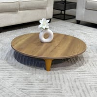 طقم طاولات ارضي خشبي شكل دائري مع 4 خدمة