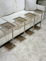 طقم طاولات خدمة سوداء زجاج أسود شفاف – 4 قطع بلمسة...