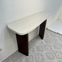 طاولة مدخل سطح بديل الرخام ملمس ناعم قاعده خشب لون...