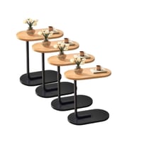 طقم طاولات 4 خدمة سطح بني قاعدة لون أسود - بتصميم...