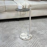 طاولة خدمة قاعدة رخام سطح زجاج أسود شفاف