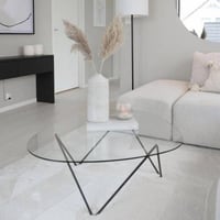 طاولة ضيافة حديد أسود سطح زجاج شفاف - بتصميم فاخر...