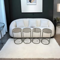 طقم طاولة 4 خدمة حديد شمباني زجاج بني