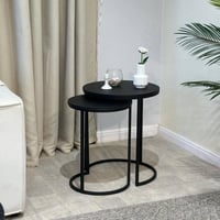 طقم طاولتين جانبية خشب سنديان لون أسود