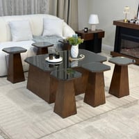 طقم طاولات ضيافة بني مع 6 خدمة