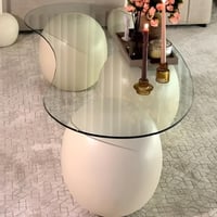 بكج مجموعة طاولات رخام أبيض خشن مكون من 8 قطع