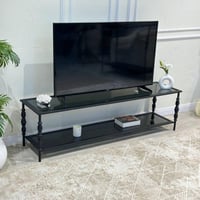 طاولة تلفزيون دورين - حديد أسود زجاج أسود شفاف