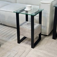 طقم طاولات بديل رخام سطح زجاج شفاف