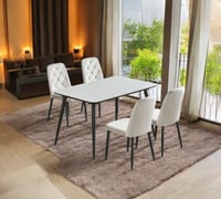 طاولة طعام سراميك 4+1 لون أبيض