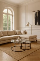 طقم طاولتين اسود سطح زجاج شفاف tl