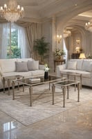 طقم طاولات ضيافة شمباني زجاج بني شفاف مع 4 طاولات...