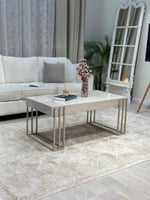 طقم طاولة ضيافة بديل رخام مع 4 طاولات خدمة – تصميم...