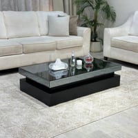 طقم طاولات سطح مراية أرضي مع 4 خدمة لون اسود - بتص...