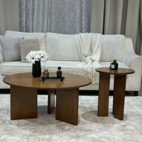 طقم طاولتين خشب سنديان لون بني - بتصميم أنيق