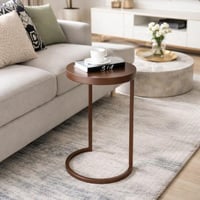 طاولة خدمة عصرية شكل دائري تدخل في الكنب لون بني