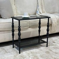 طاولة خدمة حديد أسود زجاج أسود شفاف(TL)