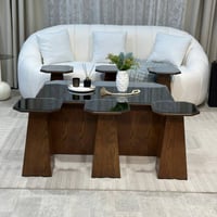 طقم طاولات ضيافة بني مع 6 خدمة