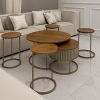 طقم طاولتين خشب كنب مع 4 خدمة لون شمباني #عروض شهر...