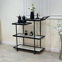 عربة تقديم 4 أدوار بسطح خشب ابيض رخامي أنيق – تصمي...