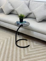 طاولة خدمة كنب بقاعدة سوداء و بزجاج أسود (TL)