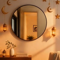 مراية جدارية دائري اطار اسود 60 سم