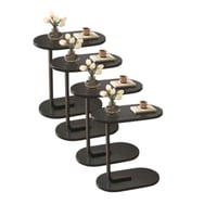 طقم طاولات 4 خدمة سطح بني قاعدة لون أسود - بتصميم...