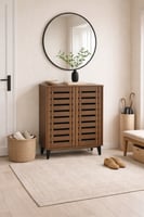 دولاب أحذية خشب بني 2 أبواب - بتصميم فاخر وأنيق *I...