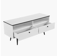 طاولة بلازما خشبي ابيض سادة بقاعدة بلاستيك