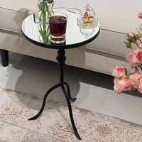 طاولة خدمة حديد أسود سطح زجاج شفاف