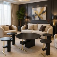 طقم طاولات ضيافة مودرن خشب سنديان أسود مع 4 طاولات...