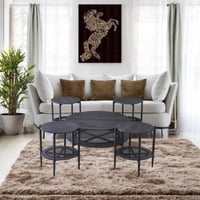 طقم طاولات ضيافة دورين خشب رمادي غامق مع 4 خدمة