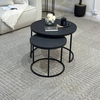 طقم طاولتين دائري خشب سنديان