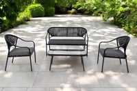 طقم كنب لون اسود 4 اشخاص