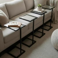 طقم طاولات خدمة سوداء زجاج أسود شفاف – 4 قطع بلمسة...