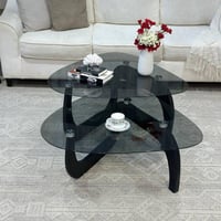 طاولة ضيافة متداخلة سطح زجاج أسود شفاف