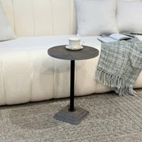 طاولة خدمة دائري مفرد سطح خشب لون