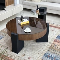 طاولة ضيافة دائري قشرة جوز الهند مع طاولة جانبية س...