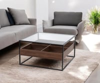 طاولة ضيافه مقسم خشب سطح زجاج