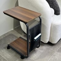 طاولة خدمة مفرد بكفرات خشب بني