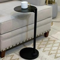 طاولة خدمة بسطح زجاجي بلون اسود