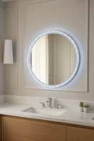 مرآة دائرية بإضاءة LED محيطية –مقاس 80.80 سم