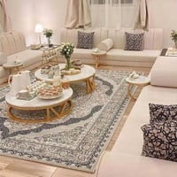 طقم طاولات ضيافة ارضي حديد ذهبي سطح خشب شكل رخام(T...