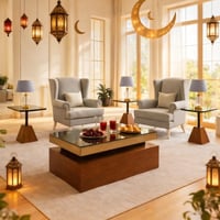 طقم طاولة ضيافة مع 4 خدمة لون بني موديل عصري #عروض...