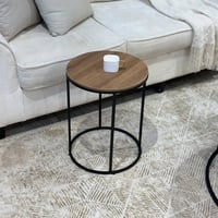 طقم طاولات ضيافة خشب بني فاتح مع 6 خدمة