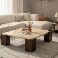 طاولة ضيافة خشب سطح رخام لون بيج