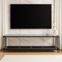 طاولة بلازما دورين خشب رمادي سطح زجاج شفاف مقاس 18...