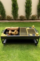 منقل شوي خارجي لون اسود مع ذهبي