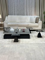 طقم طاولات سطح مراية أرضي مع 4 خدمة لون اسود - بتص...