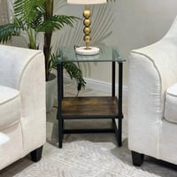 طقم طاولات ضيافة دورين خشب بني غامق مع زجاج شفاف 5...